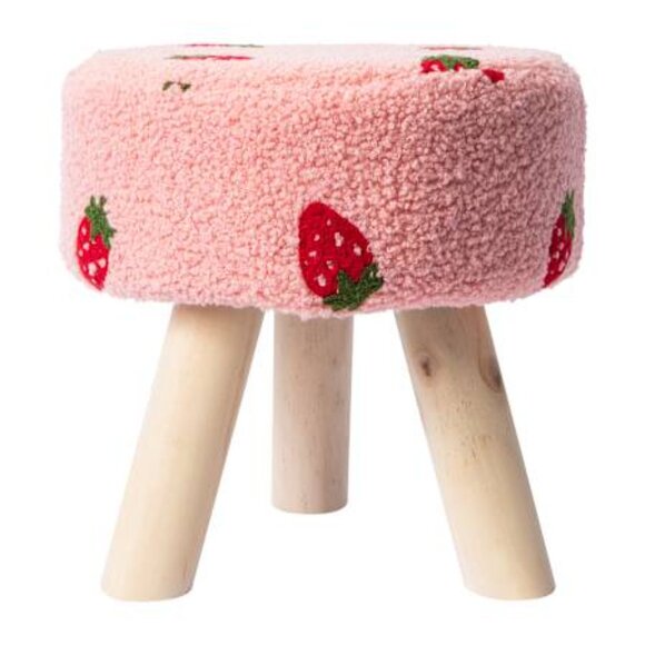 NWT Strawberry Print Sherpa Stool - Picture 2 of 3